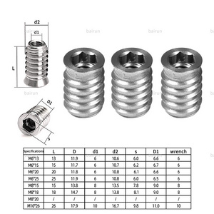 SS303 M4 M5 M6, M8 M10 stainless steel screws sleeve bushing Internal and external Slotted thread knurled round nutInsert nut/