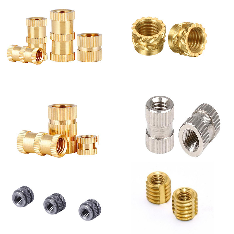 Factory Supply Yellow Brass, 3D Printer Parts M3 M4 M5 Hot Melt Insert Nut Heating Molding Copper Threaded Insert Knurled Nuts/