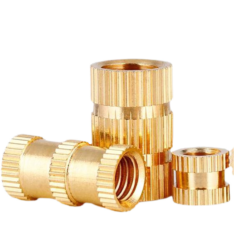 Factory Supply Yellow Brass, 3D Printer Parts M3 M4 M5 Hot Melt Insert Nut Heating Molding Copper Threaded Insert Knurled Nuts/