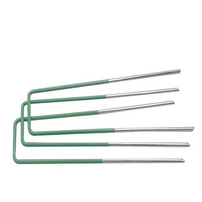 Garden Landscape Sod Staples, Anti-Rust Weed Barrier Fabric 6in Galvanized steel flat Garden stake u type staple turf pegs/