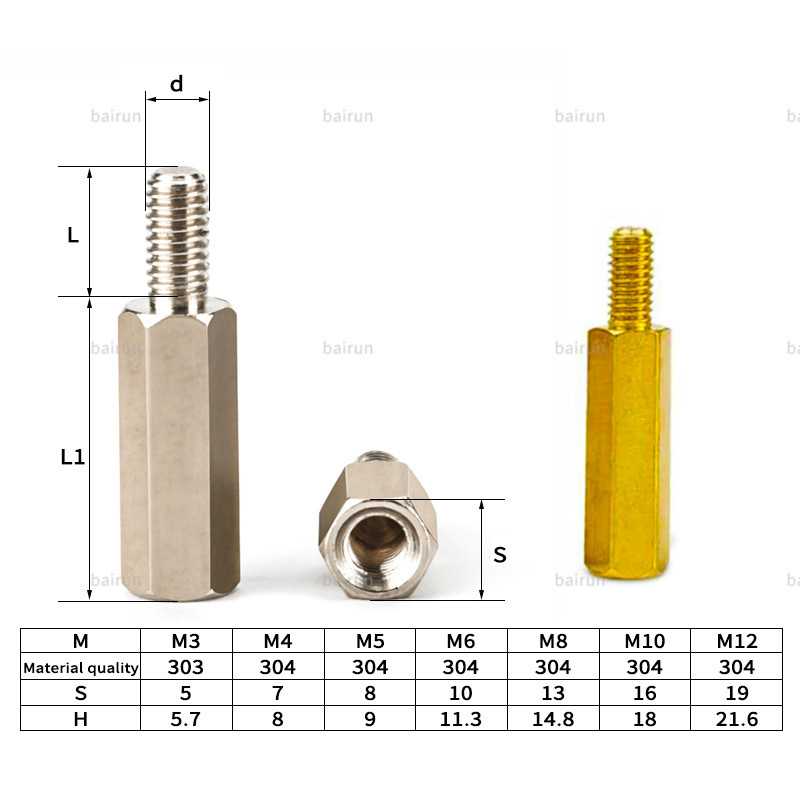 Customized m2 m3 m4,  m5 m6 Male Female Threaded Stainless Steel Brass Nylon thread Pillar male to female spacer screw standoff/