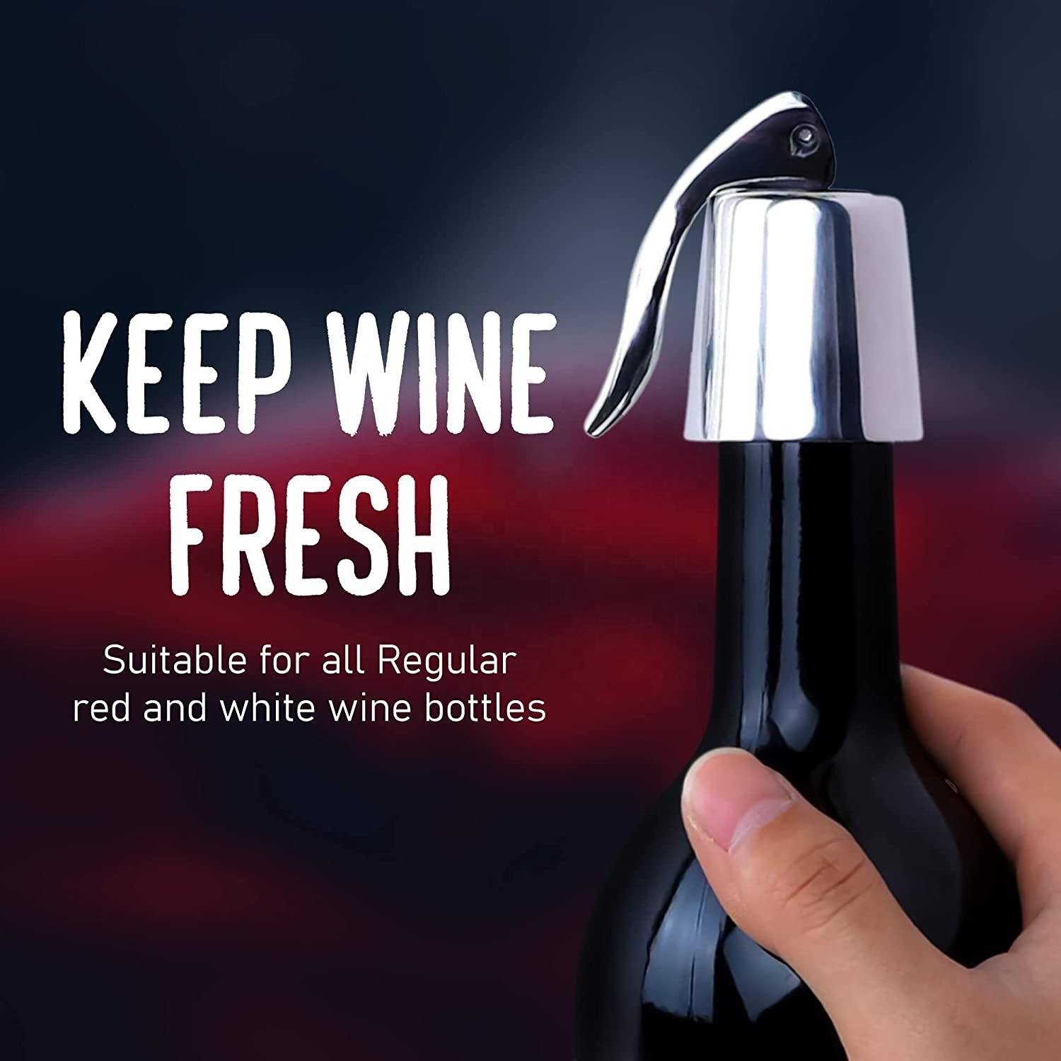 Manufacturer of Stainless Steel Wine Bottle Stopper  with Silicone Seal Wine Saver Plug to Keep Wine Fresh