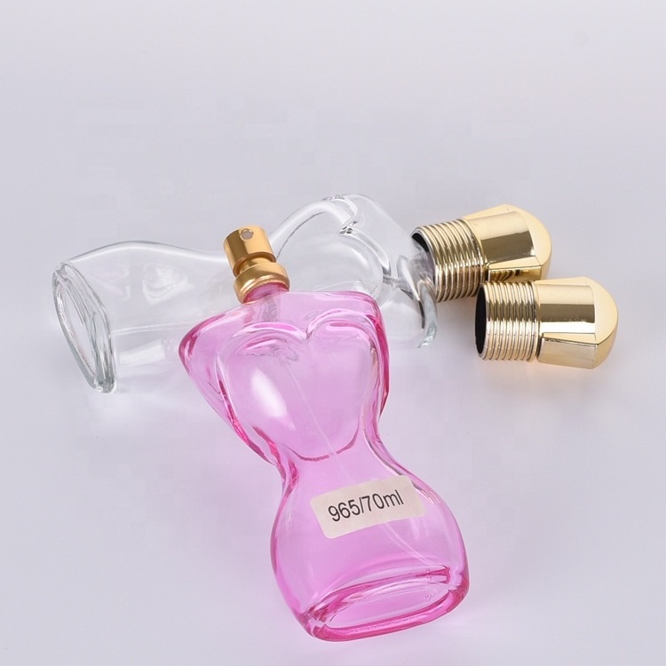 Manufacturer of 70ml woman dress shaped perfume bottle high quality woman body shape perfume bottle