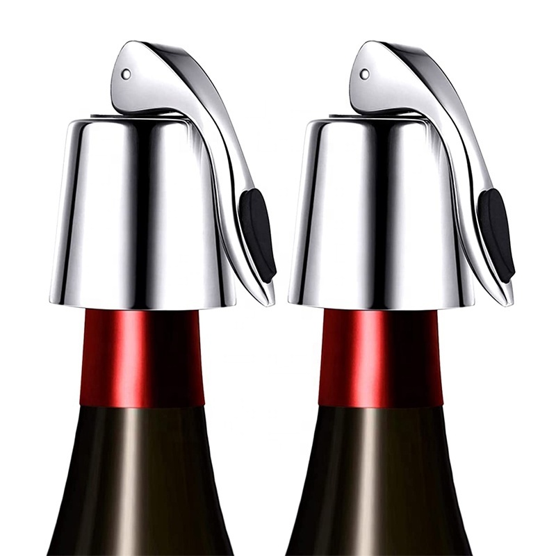 Manufacturer of Stainless Steel Wine Bottle Stopper  with Silicone Seal Wine Saver Plug to Keep Wine Fresh