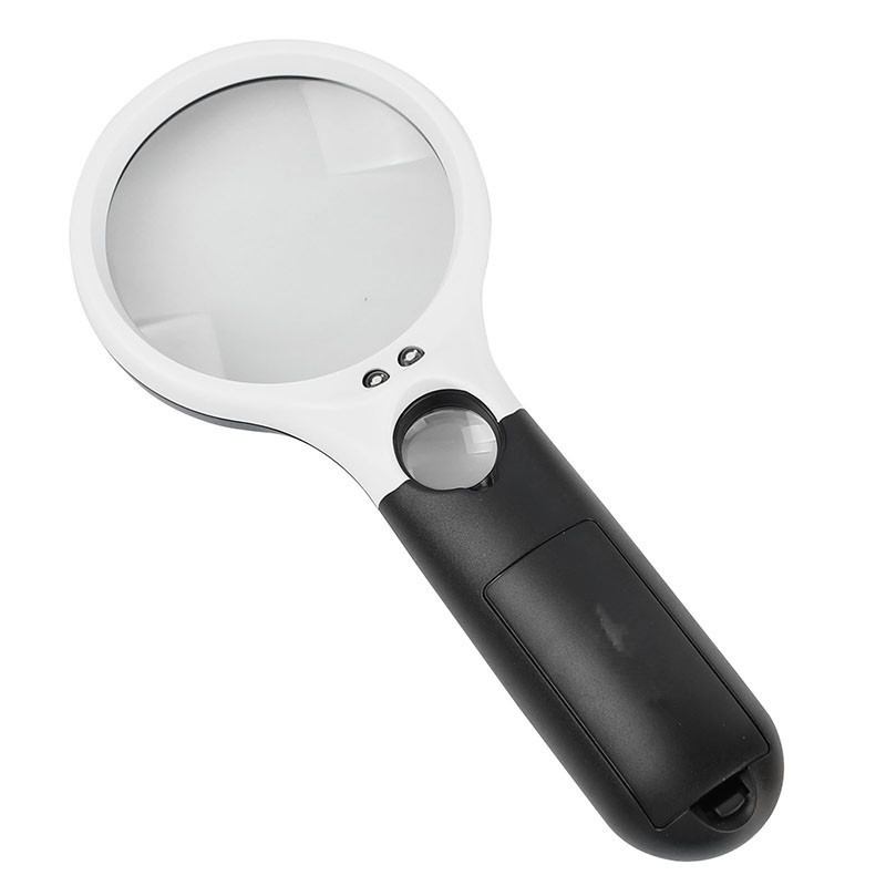 Large Acrylic Optical Lens Magnifier 3LED Light 3X/45X Handheld Magnifying Glass Quality ABS Body Map Reading Loupe BM-MG4117