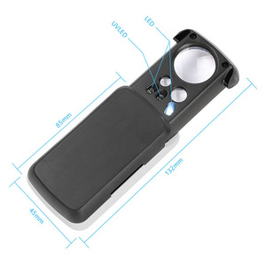 30X/60X/90X Magnifier with LED UV Jewelry Appraisal Loupe mini pocket microscope Reading Magnifying Glass (BM-MG8052)