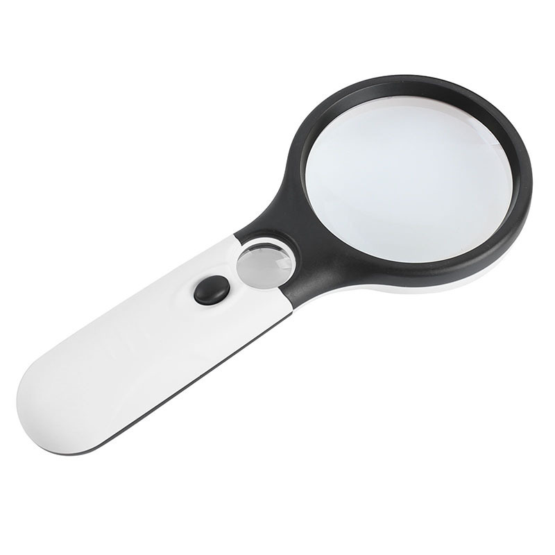 Large Acrylic Optical Lens Magnifier 3LED Light 3X/45X Handheld Magnifying Glass Quality ABS Body Map Reading Loupe BM-MG4117