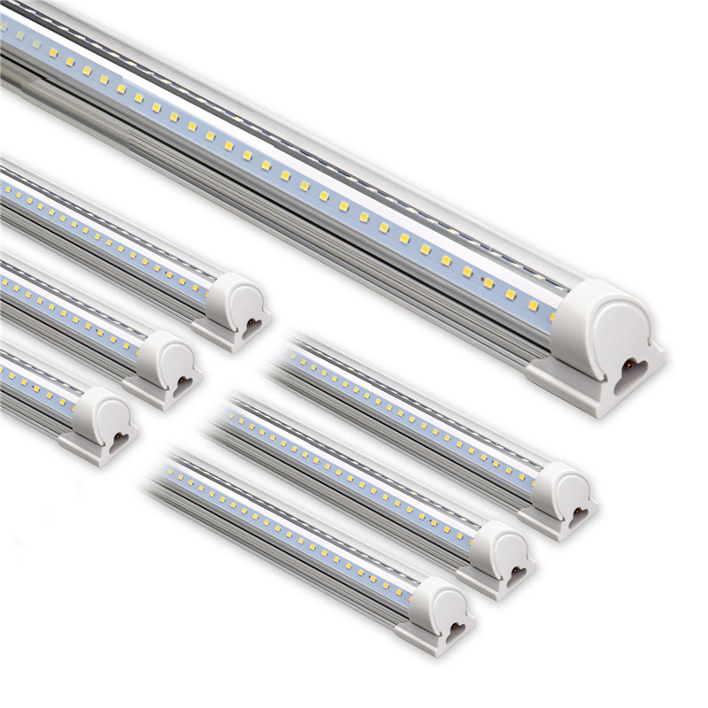 Barrina Linkable led lights V-shape Clear Cover LED tube light Daylight 8FT 72W 9000LM 5000K T8 LED Shop Light with Plug