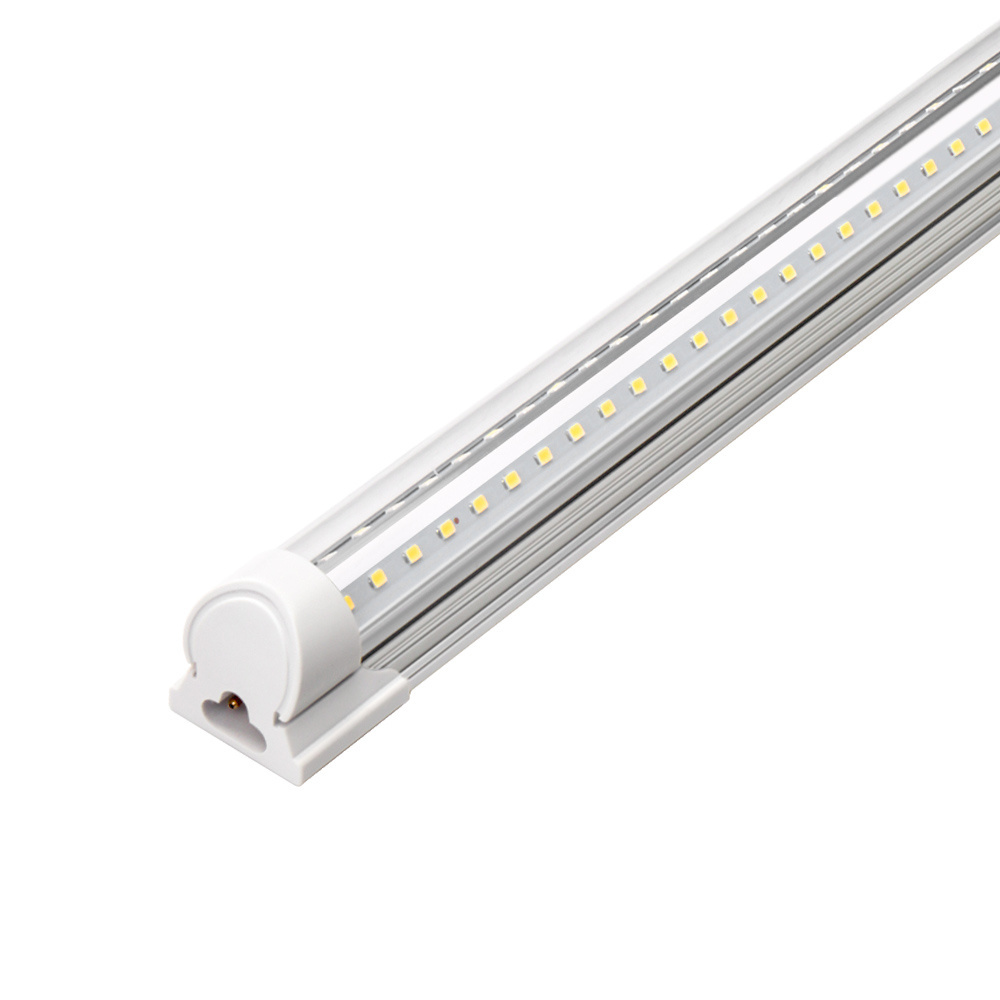 Barrina Linkable led lights V-shape Clear Cover LED tube light Daylight 8FT 72W 9000LM 5000K T8 LED Shop Light with Plug