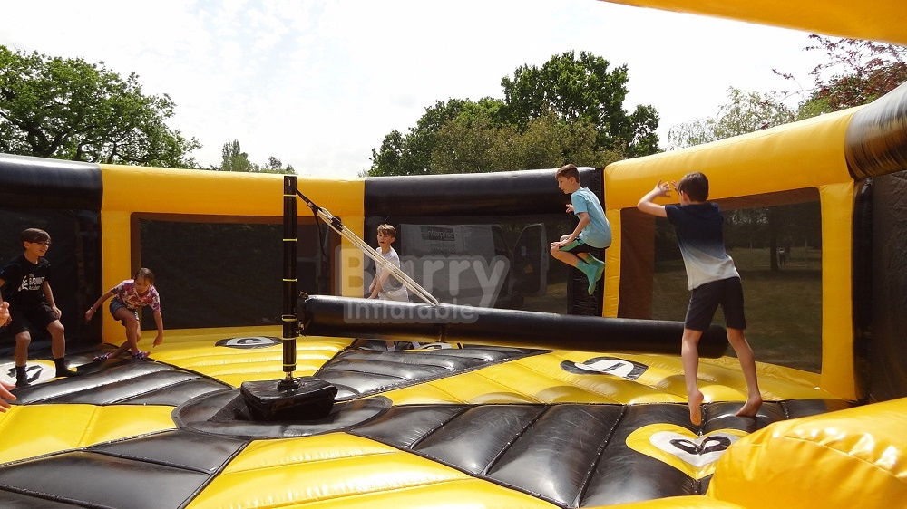 Team Building Bouncy Wipeout Last Man Standing Enclosed Inflatable Wipe Out Interactive Game Inflatable Wipeout For Sale