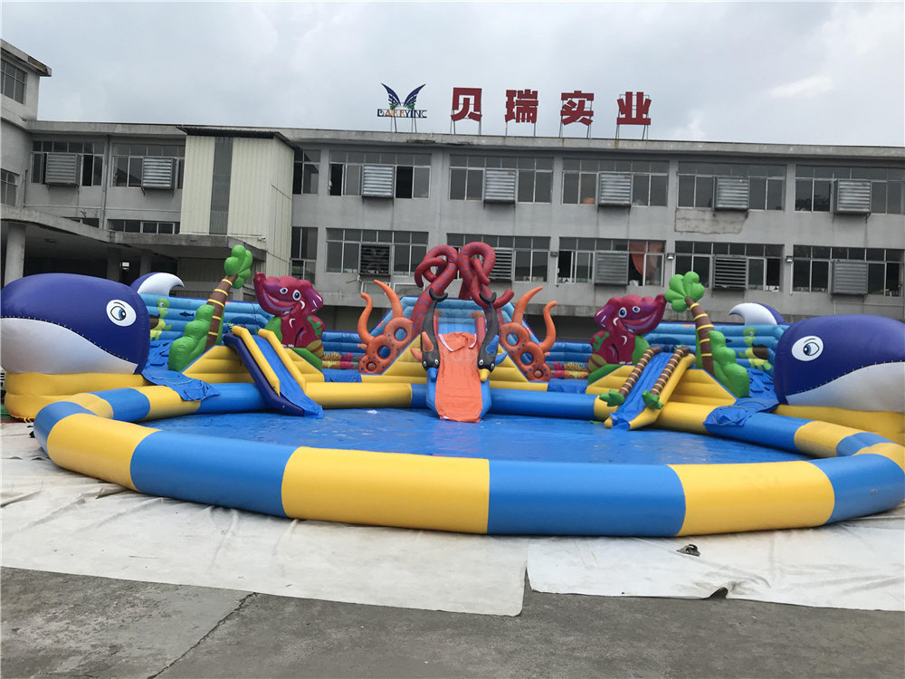 Commercial swimming pool slide inflatable water amusement park