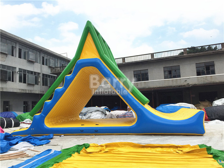 For lake pool sea Aqua Park water toys floating island slide climb and slip inflatable climbing wall with slide