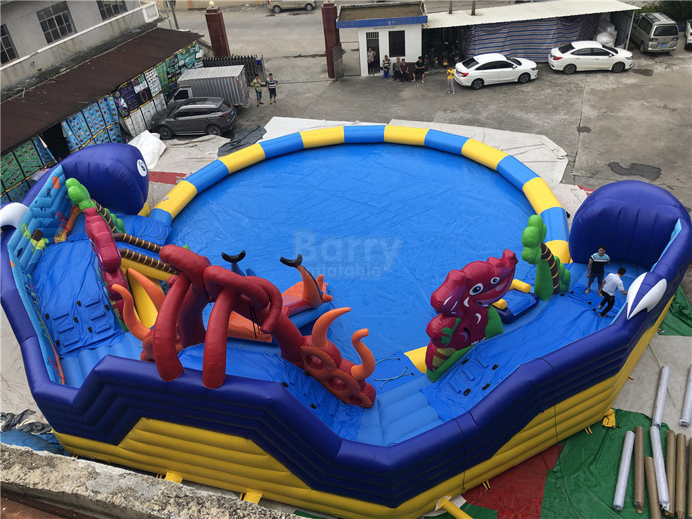 Commercial swimming pool slide inflatable water amusement park