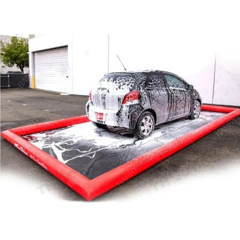 Environmentally friendly Mobile Wash Floor Mat inflatable car wash mat , inflatable water collector for sale