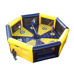 Team Building Bouncy Wipeout Last Man Standing Enclosed Inflatable Wipe Out Interactive Game Inflatable Wipeout For Sale