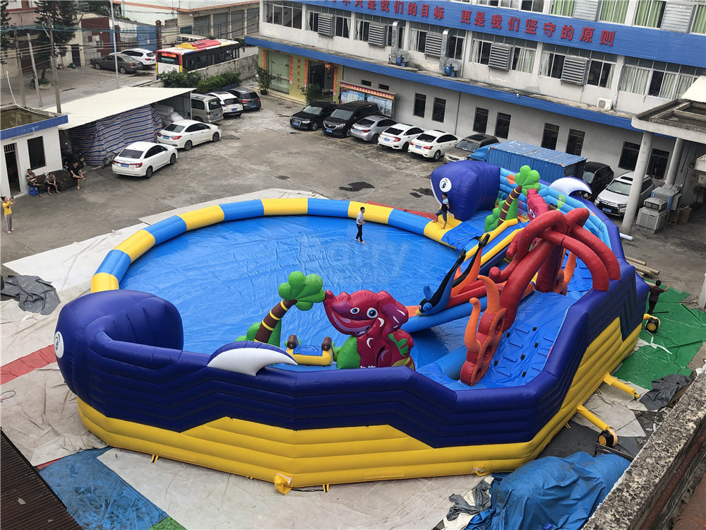 Commercial swimming pool slide inflatable water amusement park