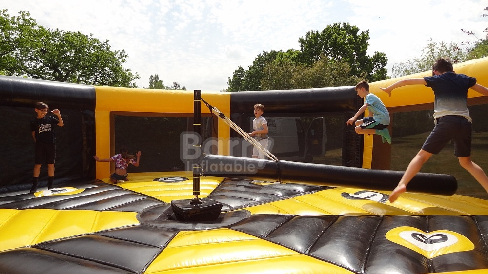 Team Building Bouncy Wipeout Last Man Standing Enclosed Inflatable Wipe Out Interactive Game Inflatable Wipeout For Sale