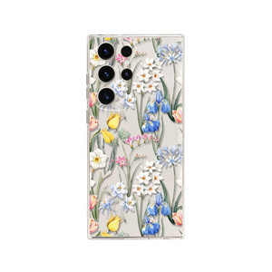 Ins Small Floral For Samsung S24 Phone for iphone15 Transparent S23fe All-Inclusive Protective Case Flexible Glue A54