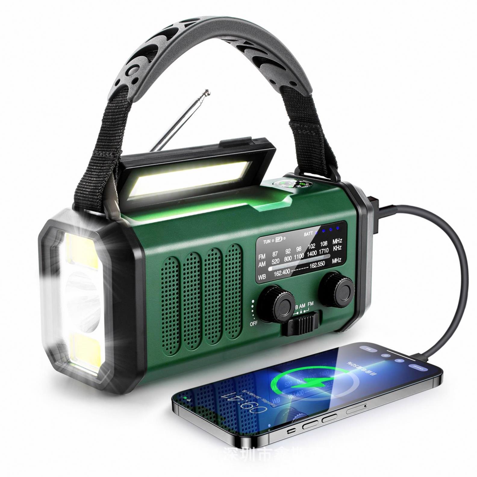 Amazon Hot Selling Solar Rechargeable Hand Radio 10000Mah Polymer Multifunctional Emergency