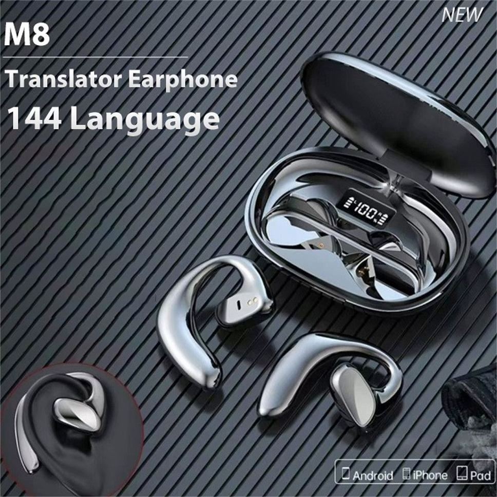 BT5.1 wireless earphone translator earbuds M8 TWS headphones multilingual Translation 144 languages earbuds earphone