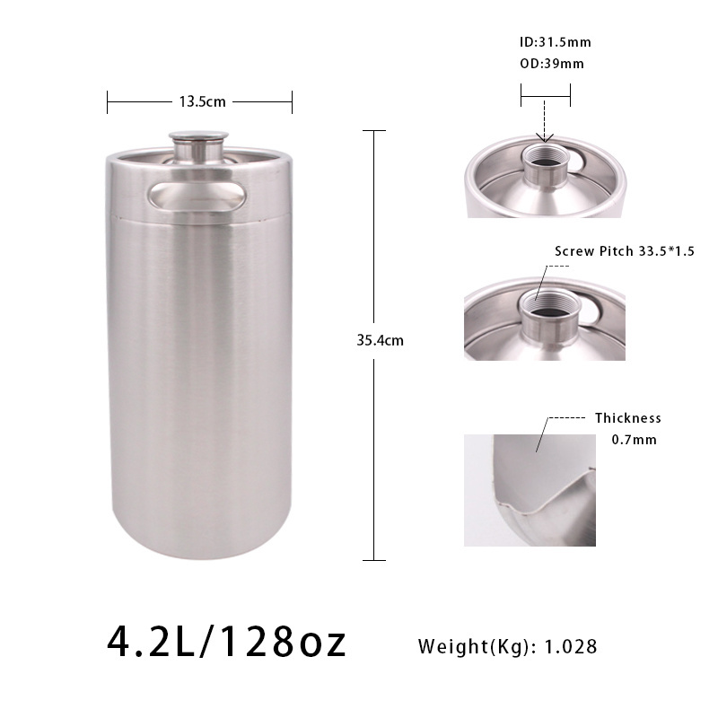 Homebrew party custom keg sleeve food grade stainless steel one gallon 128oz beer keg