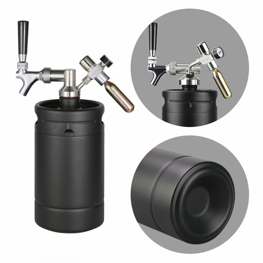 304 Stainless Steel Draft Beer Growler 5L/10L Mini Beer Keg Dispenser with CO2 Regulator