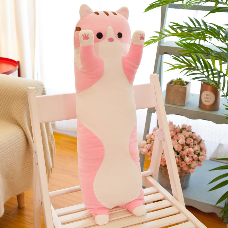 Multi Sizes Cute Soft Long Shaped Stuffed Animal Toys Plush Cat Pillows