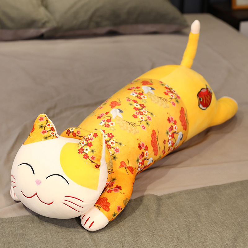 Factory Wholesale Custom High Quality Colorful Long Shape Cat Stuffed Toy Soft Cushion Plush Pillow