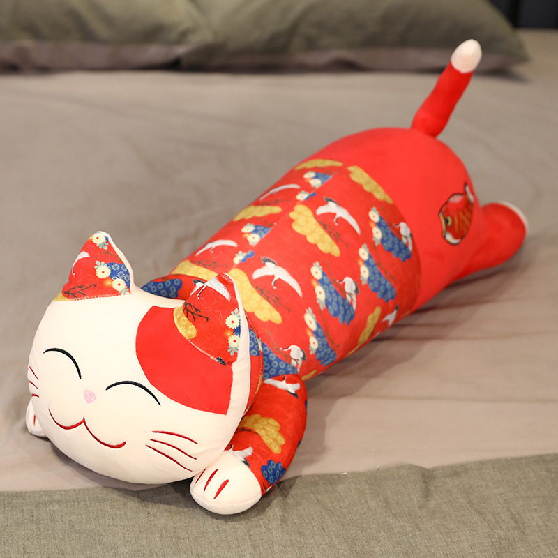 Factory Wholesale Custom High Quality Colorful Long Shape Cat Stuffed Toy Soft Cushion Plush Pillow