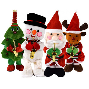 Hot Selling Plush Eletronic Glowing Dancing Singing Christmas Snowman Santa Tree Toys for Christmas Gifts