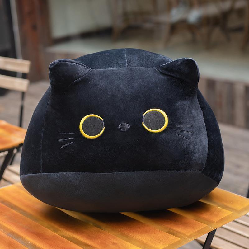 Factory Wholesale Custom Kawaii Soft Round Brown White Black Cat Stuffed Toy Car Decorations Office Cushion Cat Plush Pillows