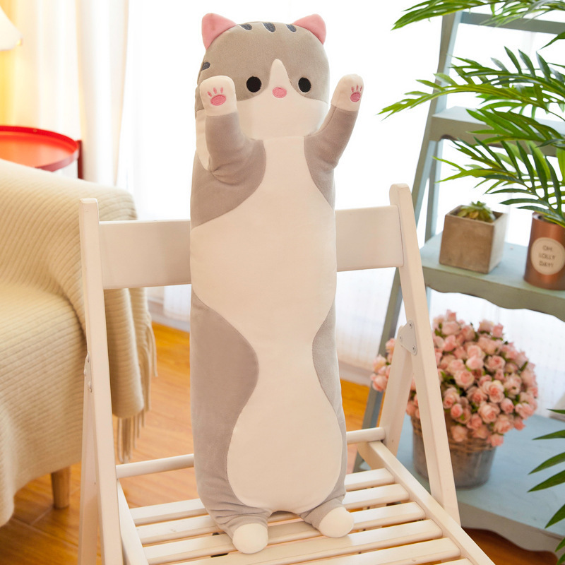 Multi Sizes Cute Soft Long Shaped Stuffed Animal Toys Plush Cat Pillows