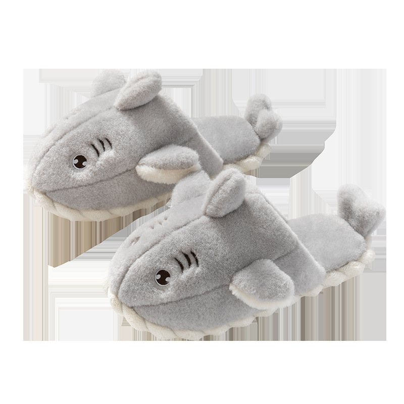 Customized  Hot Selling Wholesale Fashionable soft warm cotton slippers women's autumn and winter new cute cartoon shark plush