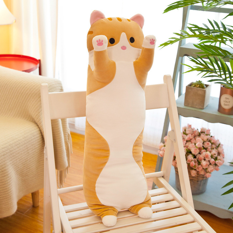 Multi Sizes Cute Soft Long Shaped Stuffed Animal Toys Plush Cat Pillows