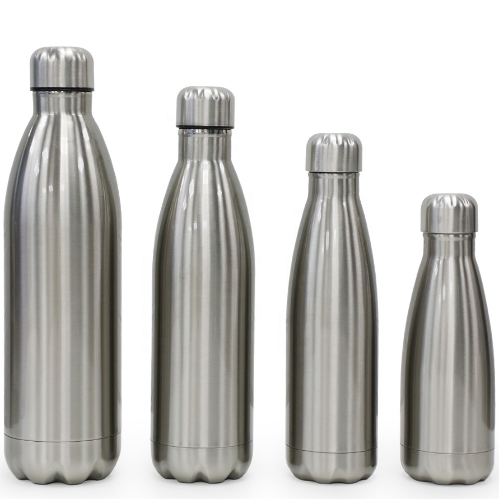 32OZ/1 Liter Newly BPA Free 18/8 Stainless Steel Double Wall Cola Shaped Vacuum Insulated Thermal Sport Water Bottle with Strap