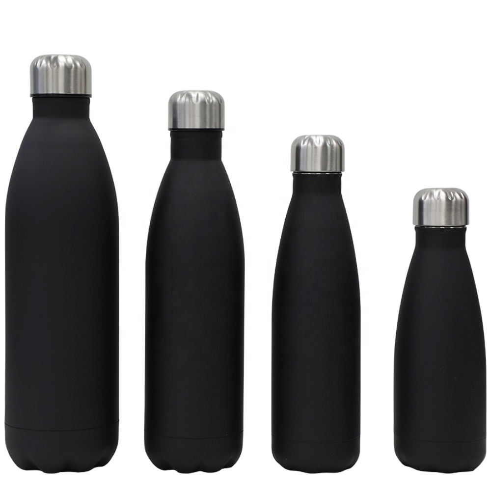 32OZ/1 Liter Newly BPA Free 18/8 Stainless Steel Double Wall Cola Shaped Vacuum Insulated Thermal Sport Water Bottle with Strap