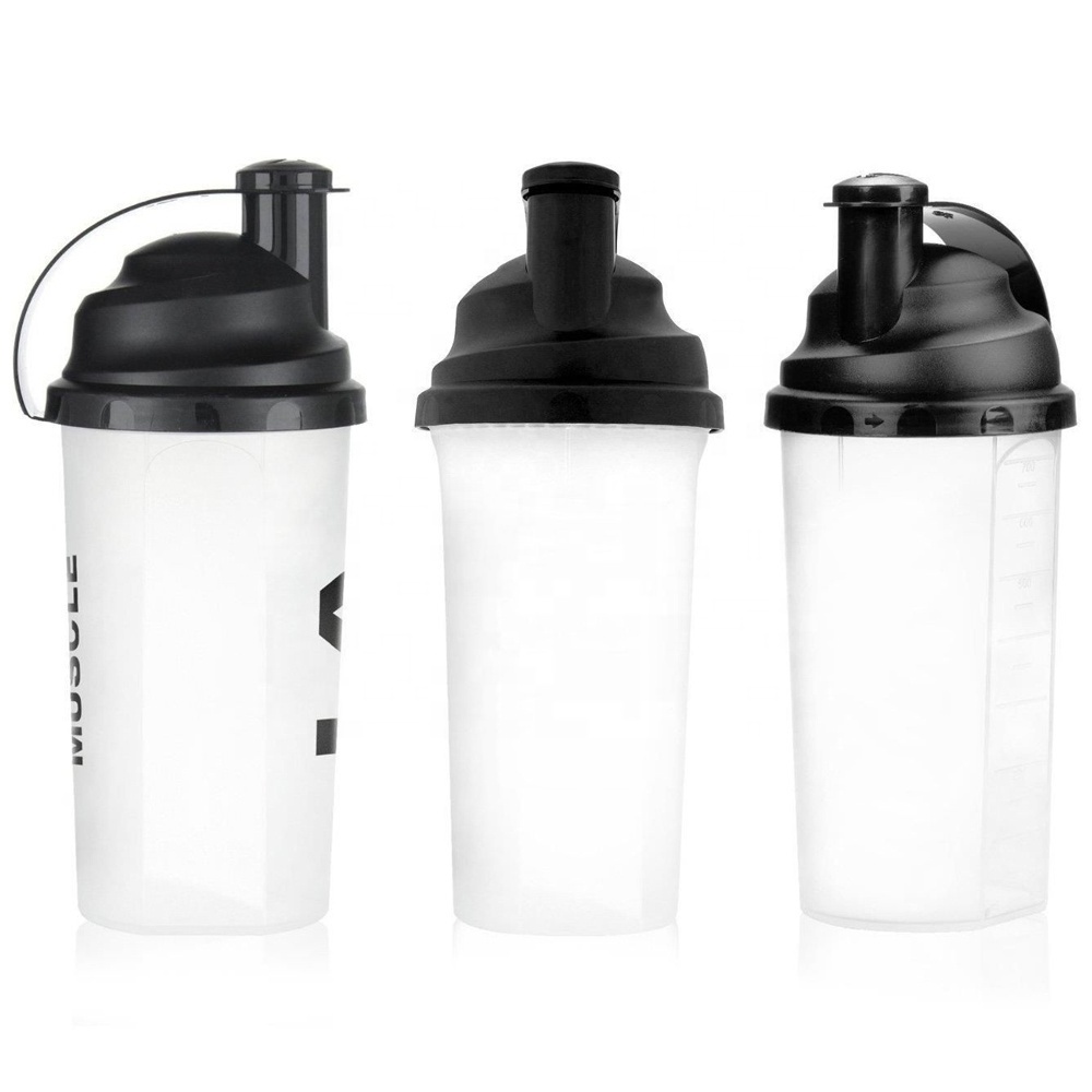 New 700ML Reusable Outdoor Fitness BPA Free PP Plastic Sport Powder Protein Shaker Water Bottle with Mesh Filter