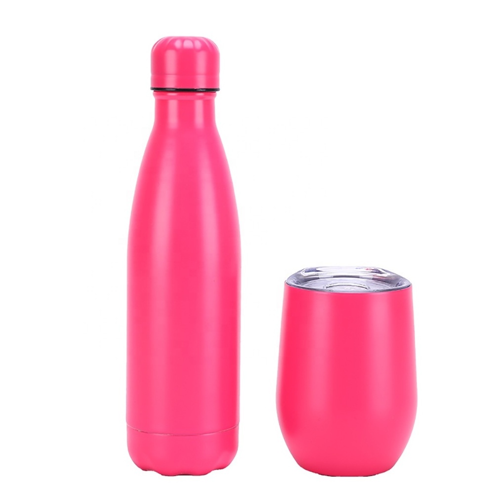 500ml double wall insulated bottle custom cola shaped rubber paint thermos water bottle with carabiner