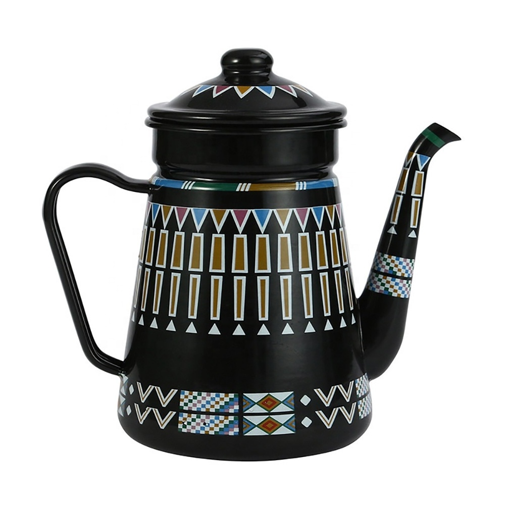 Hot selling metal enamel tea kettle arabic style enamel camping tea kettle for campfire