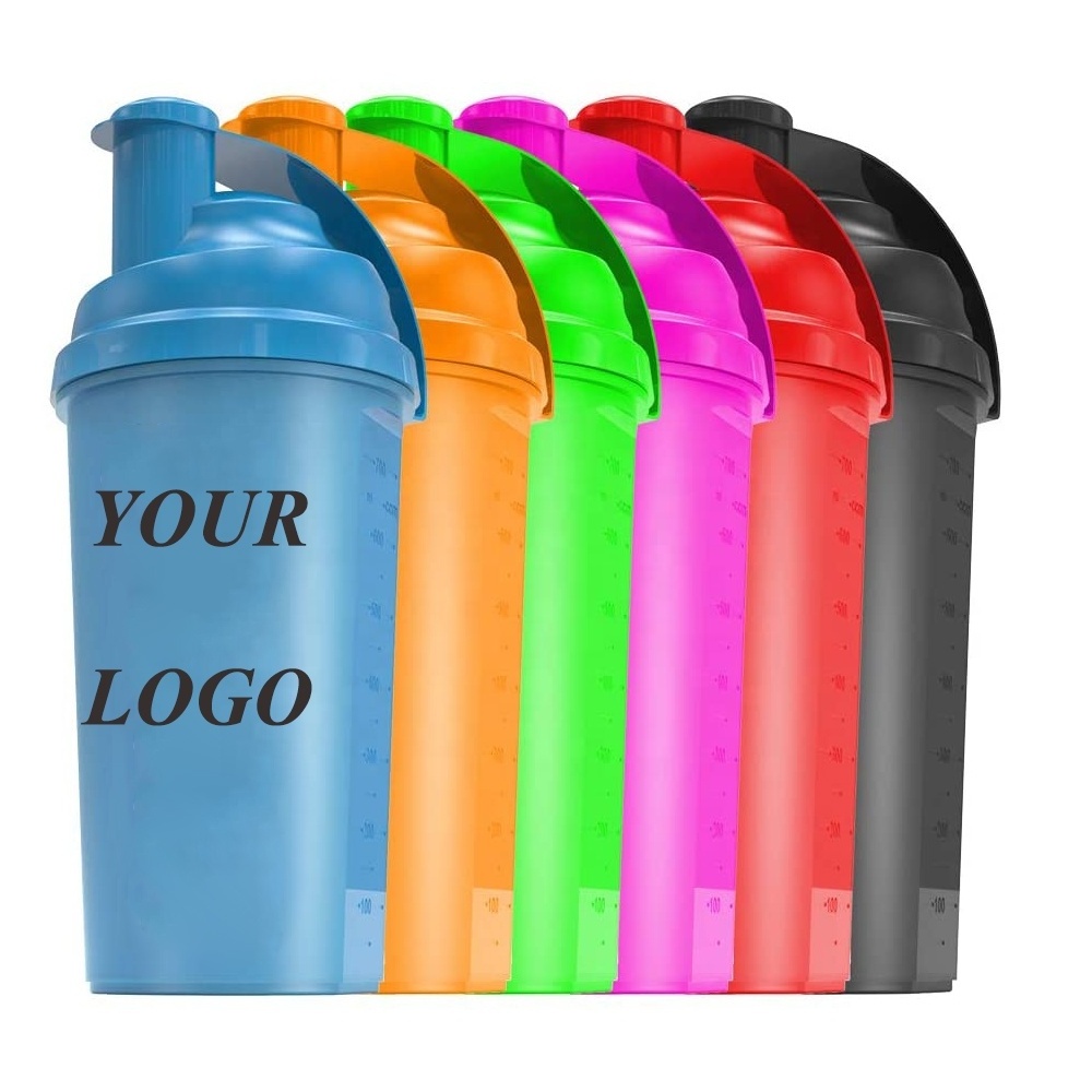 New 700ML Reusable Outdoor Fitness BPA Free PP Plastic Sport Powder Protein Shaker Water Bottle with Mesh Filter