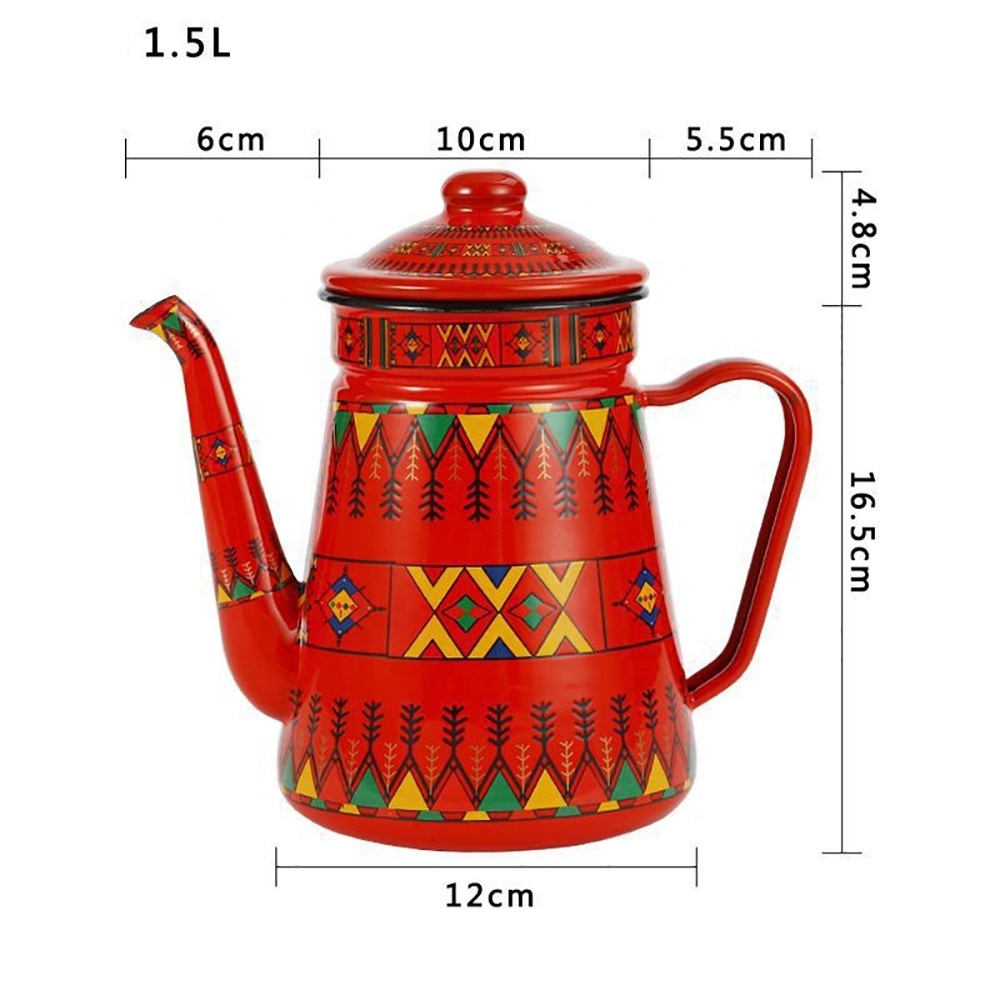 Hot selling metal enamel tea kettle arabic style enamel camping tea kettle for campfire