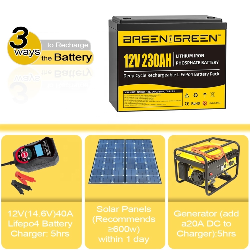 Basen Lifepo4 12.8V 100Ah 200Ah 230Ah 280Ah 300Ah 460Ah Battery Lithium 12V Lifepo4 Battery Solar Energy Storage Battery Pack