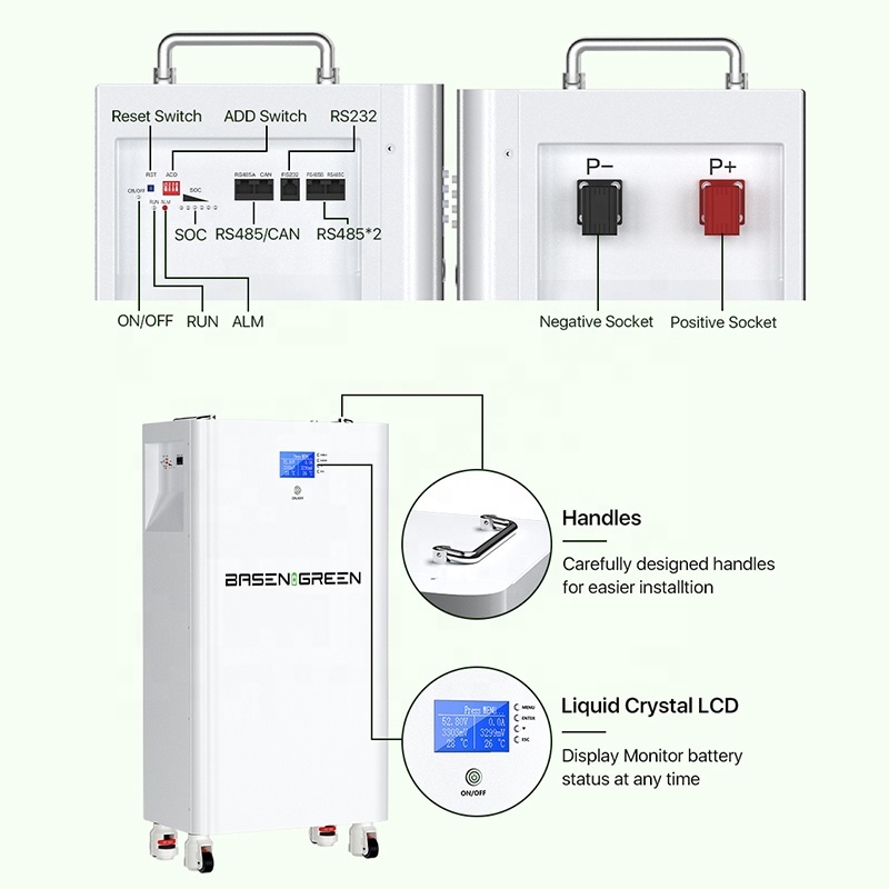 DIY 48V 230 280Ah Lifepo4 Battery Box Empty Metal Case Kit EV LFP Battery Box With 16S 200A Bms Battery Case