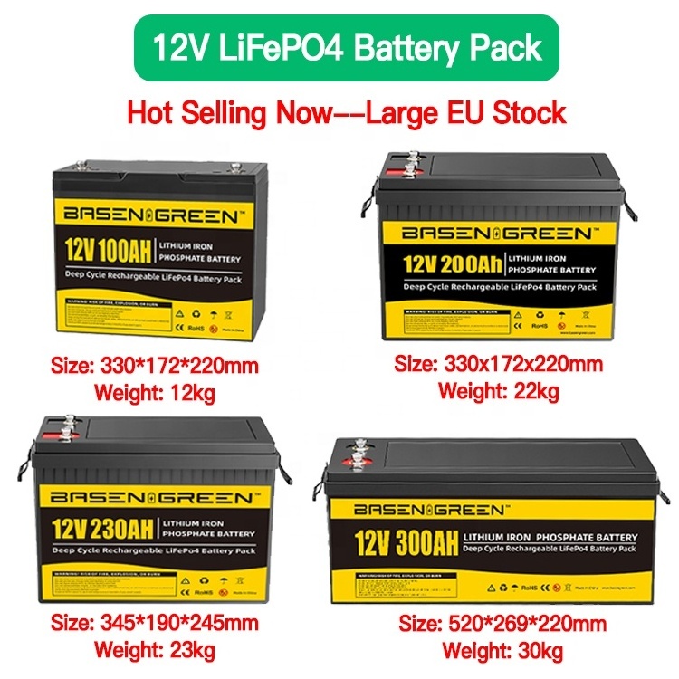 Basen Poland Warehouse 12v 12.8v 100ah Lifepo4 Battery with BT for Camper Caravan Marine