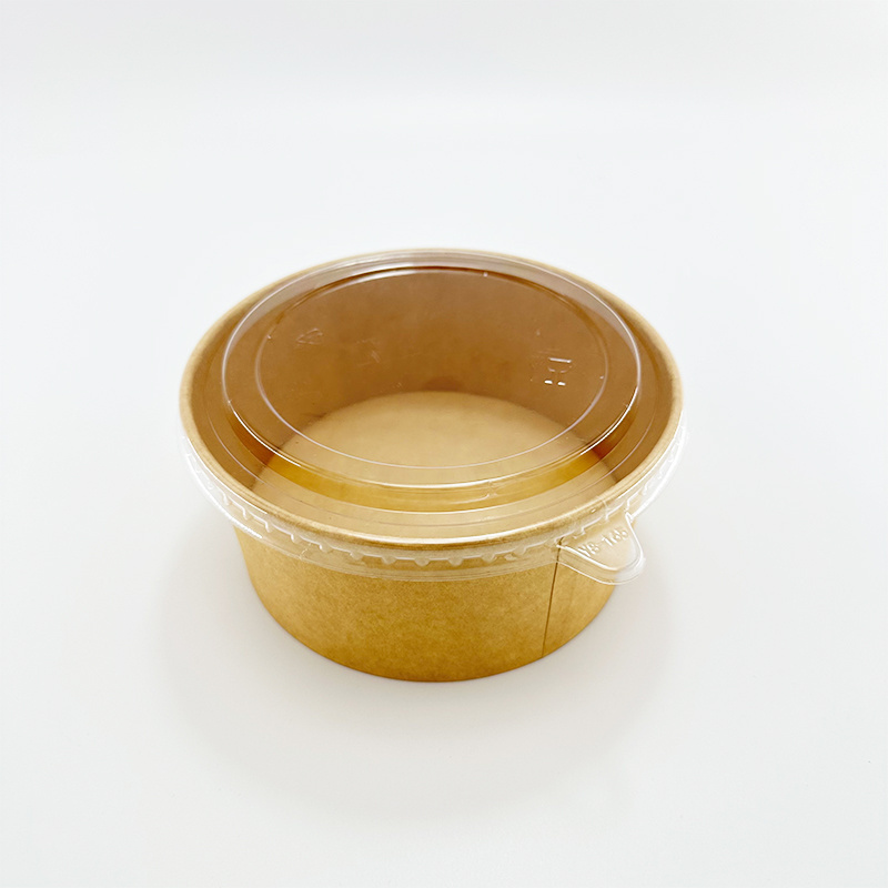 Kraft Paper Eco Friendly Disposable Bamboo Fiber Hot Soup Cups With Transparent  Flat Lid Paper Soup Bowl