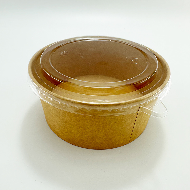 Kraft Paper Eco Friendly Disposable Bamboo Fiber Hot Soup Cups With Transparent  Flat Lid Paper Soup Bowl