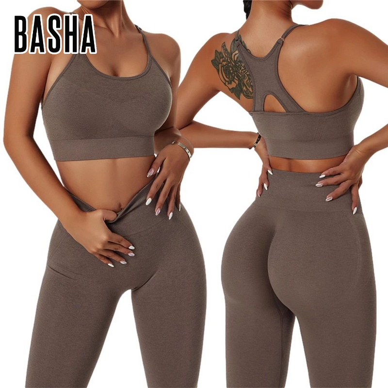 BASHAsports Yoga Set Women Seamless 2 Two Piece Set Sports Bra Leggings Active Wear Female Fitness Gym Set Clothes for Women