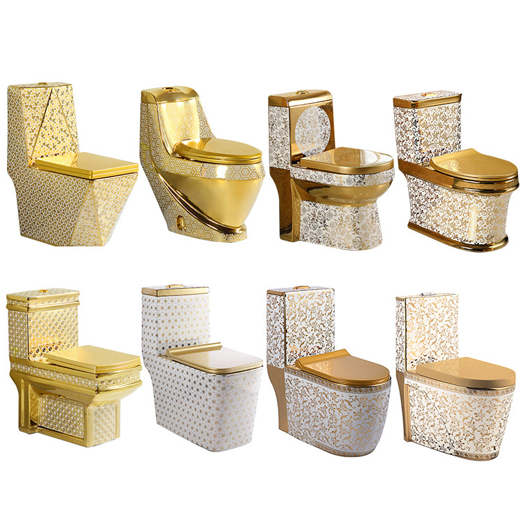 Gold Pattern Commode Toilet Golden Wc One Piece Toilet Commode Gold Toilet