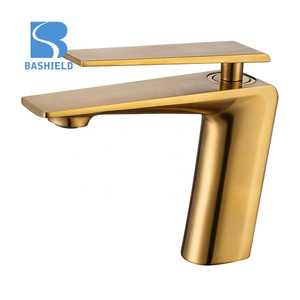 Modern deck mount square cold water design vintage basin faucet brushed brass kitchen faucet bathroom golden faucet