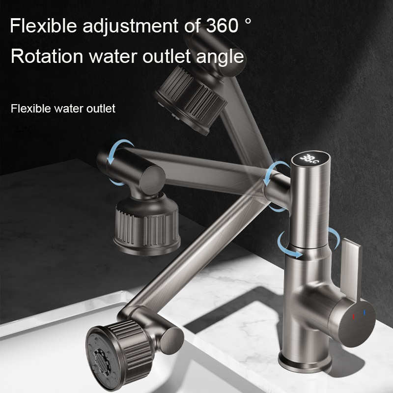 bathroom faucet stainless steel 360 universal rotating robot arm bathroom sink faucet